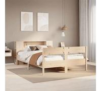 vidaXL Lit bibliothèque sans matelas 135x190 cm bois de pin massif Marron