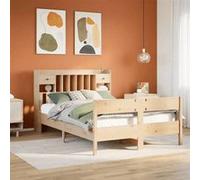 vidaXL Lit bibliothèque sans matelas 140x200 cm bois massif de pin 3323026 Beige