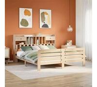 vidaXL Lit bibliothèque sans matelas 180x200 cm bois massif de pin 3309971 Marron