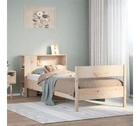 vidaXL Lit bibliothèque sans matelas 75x190 cm bois de pin massif Marron