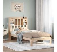 vidaXL Lit bibliothèque sans matelas 90x200 cm bois de pin massif 3322595 Beige G
