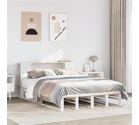 vidaXL Lit bibliothèque sans matelas blanc 135x190 cm bois massif