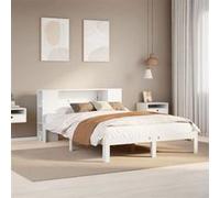 vidaXL Lit bibliothèque sans matelas blanc 135x190 cm bois pin massif 3322510 Blanc G