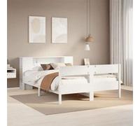 vidaXL Lit bibliothèque sans matelas blanc 135x190 cm bois pin massif