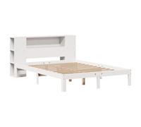 vidaXL Lit bibliothèque sans Matelas Blanc 140x190 cm Bois pin Massif