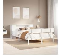 vidaXL Lit bibliothèque sans matelas blanc 140x190 cm bois pin massif, lit, meuble de chambre à coucher, lit avec rangement, 3321771
