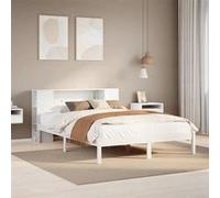 vidaXL Lit bibliothèque sans matelas blanc 140x200 cm bois pin massif 3321541 Blanc G