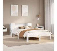 vidaXL Lit bibliothèque sans matelas blanc 150x200 cm bois pin massif 3322518 Blanc G