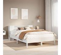 vidaXL Lit bibliothèque sans matelas blanc 150x200 cm bois pin massif