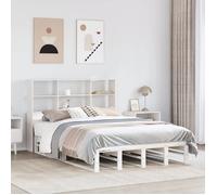vidaXL Lit bibliothèque sans matelas blanc 160x200 cm bois massif
