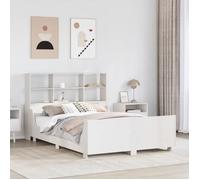 vidaXL Lit bibliothèque sans matelas blanc 160x200 cm bois massif, lit, meuble de chambre à coucher, lit avec rangement, lit 3323801