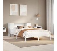 vidaXL Lit bibliothèque sans matelas blanc 160x200 cm bois pin massif