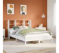 vidaXL Lit bibliothèque sans matelas blanc 160x200 cm bois pin massif