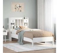 vidaXL Lit bibliothèque sans matelas blanc 75x190cm bois de pin massif 3322934 Blanc G