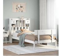 vidaXL Lit bibliothèque sans matelas blanc 90x190cm bois de pin massif, lit, meuble de chambre à coucher, lit avec 3321821