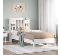 vidaXL Lit bibliothèque sans matelas blanc 90x200cm bois de pin massif 3322919 Blanc G