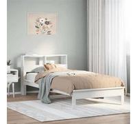 vidaXL Lit bibliothèque sans matelas blanc 90x200cm bois de pin massif, lit, meuble de chambre à coucher, lit avec 855721 Blanc G