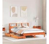 vidaXL Lit bibliothèque sans matelas cire marron 120x200 cm pin massif, meuble de chambre à coucher, sommier, lit en bois, 3309814 Marron G