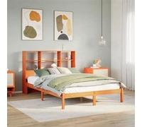 vidaXL Lit bibliothèque sans matelas cire marron 135x190 cm pin massif 3321600 Marron G