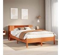 vidaXL Lit bibliothèque sans matelas cire marron 135x190 cm pin massif