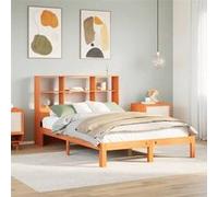 vidaXL Lit bibliothèque sans matelas cire marron 140x190 cm pin massif 3322576 Marron G