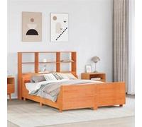 vidaXL Lit bibliothèque sans matelas cire marron 140x190cm bois massif, lit, meuble de chambre à coucher, lit avec 3323820 Marron