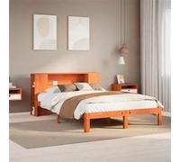 vidaXL Lit bibliothèque sans matelas cire marron 140x200 cm pin massif 3322529 Marron G