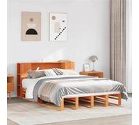 vidaXL Lit bibliothèque sans matelas cire marron 150x200cm bois massif