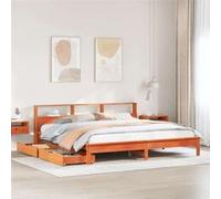 vidaXL Lit bibliothèque sans matelas cire marron 200x200 cm pin massif, meuble de chambre à coucher, sommier, lit en bois, 3309799 Marron G