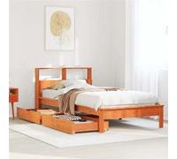 vidaXL Lit bibliothèque sans matelas cire marron 75x190 cm pin massif, meuble de chambre à coucher, sommier, lit en bois, 3309835 Marron G