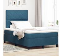 vidaXL Lit Box Spring avec Matelas Bleu Foncé 120x200 cm Velours