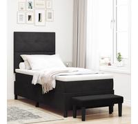 vidaXL Lit Box Spring avec matelas et banc noir 90x190 cm velours
