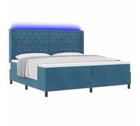 vidaXL Lit Box Spring avec Matelas et LED Bleu Foncé 200x200 cm Velours