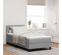 vidaXL Lit box spring avec matelas et LED gris 80x200 cm tissu
