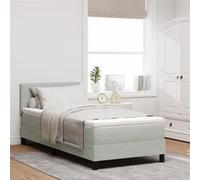 vidaXL Lit Box Spring avec Matelas Gris Clair 100x200 cm Velours 3339152 Gris G
