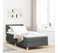 vidaXL Lit Box Spring avec matelas gris foncé 90x190 cm en tissu 3338959