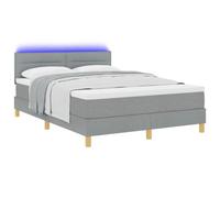 vidaXL Lit Box Spring avec Matelas & LED Gris Clair 140x190 cm Tissu