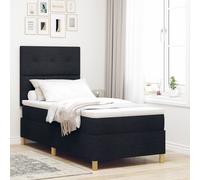 vidaXL Lit Box Spring avec Matelas & LED Noir 80x200 cm Tissu Noir