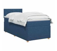 vidaXL Lit boxspring avec Matelas Bleu 100 x 200 cm Tissu, Lit de Chambre, Cadre Box Moderne avec tête réglable, Matelas Ferme, mobilier Soutien pour Un Sommeil paisible