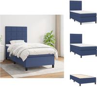 vidaXL Lit Boxspring avec matelas Bleu 100x200 cm Tissu - Lits et Sommiers