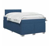 vidaXL Lit boxspring avec Matelas Bleu 120 x 190 cm Tissu, Chambre, Lit Box Spring Moderne, Surface de Sommeil, Tête réglable, Cadre Fonctionnel, Soutien Matelas Cozy