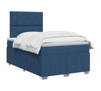vidaXL Lit boxspring avec Matelas Bleu 120 x 190 cm Tissu, Chambre, Lit Moderne, Sommier à Ressorts, Mousse Réglable, Solution Confortable, Matelas Isolant des mouvements