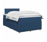 vidaXL Lit boxspring avec Matelas Bleu 120 x 190 cm Tissu, Chambre Tendance, lit Box Spring Moderne, tête réglable, Cadre rembourré, Solution Matelas mi-Ferme