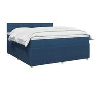 vidaXL Lit boxspring avec Matelas Bleu 140 x 190 cm Tissu, Chambre Tendance, lit Box Spring Moderne, tête réglable, Cadre rembourré, Solution Matelas mi-Ferme