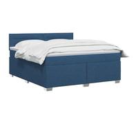 vidaXL Lit boxspring avec Matelas Bleu 140 x 200 cm Tissu