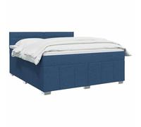 vidaXL Lit boxspring avec Matelas Bleu 140 x 200 cm Tissu, Boxspring Moderne, tête de lit réglable, Matelas Ferme, Sommeil Confortable, Meuble déco stylé