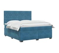 vidaXL Lit boxspring avec Matelas Bleu 140 x 200 cm Velours, Chambre, lit Tendance, Velours, tête de lit Ajustable, Matelas Ferme, Sommeil réparateur, idées déco