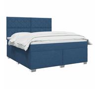 vidaXL Lit boxspring avec Matelas Bleu 160 x 200 cm Tissu