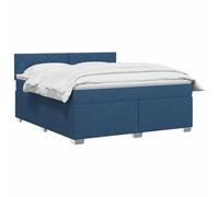 vidaXL Lit boxspring avec Matelas Bleu 160 x 200 cm Tissu