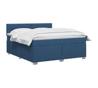 vidaXL Lit boxspring avec Matelas Bleu 160 x 200 cm Tissu, Chambre, Lit Box Spring Moderne, Surface de Sommeil, Tête réglable, Cadre Fonctionnel, Soutien Matelas Cozy